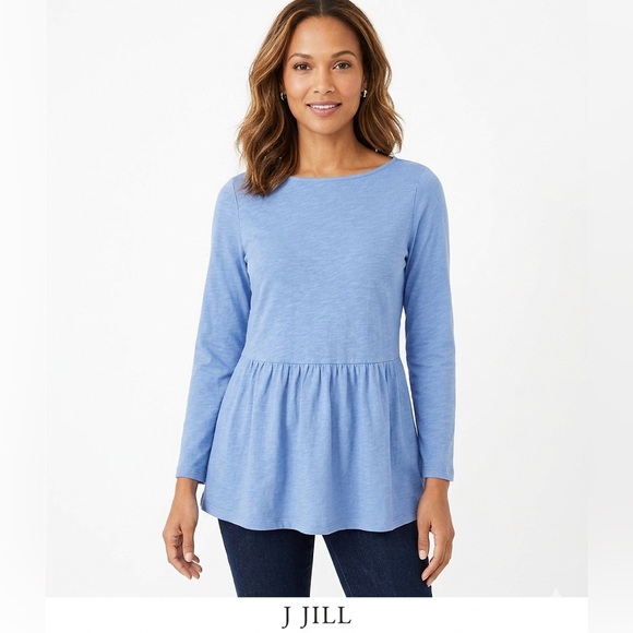 J. Jill Tops - [Just In] J. Jill Blue Peplum Long Sleeve Top XS